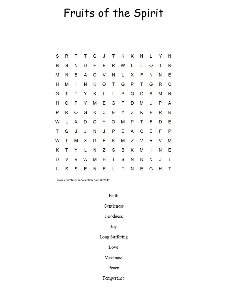 Fruits of The Spirit Crossword Puzzle